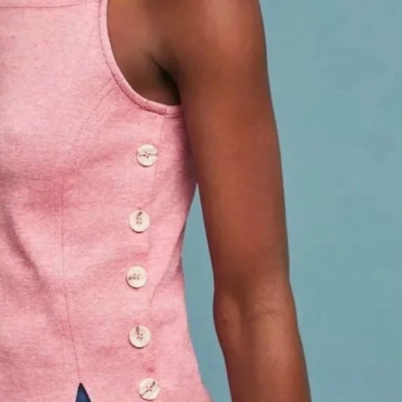 Anthropologie Meadow Rue Red Side Button Tank - Picture 2 of 7
